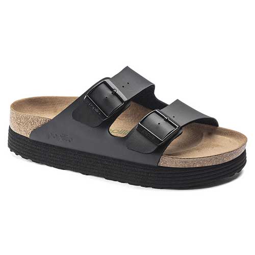 Birkenstock, Arizona Piattaforma Vegan - Birko Flor Nero- Medio/Spesso