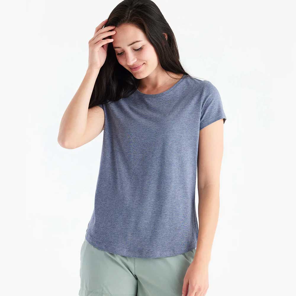 Vola gratis, Bamboo Current Tee - Donna - Heather Stonewash