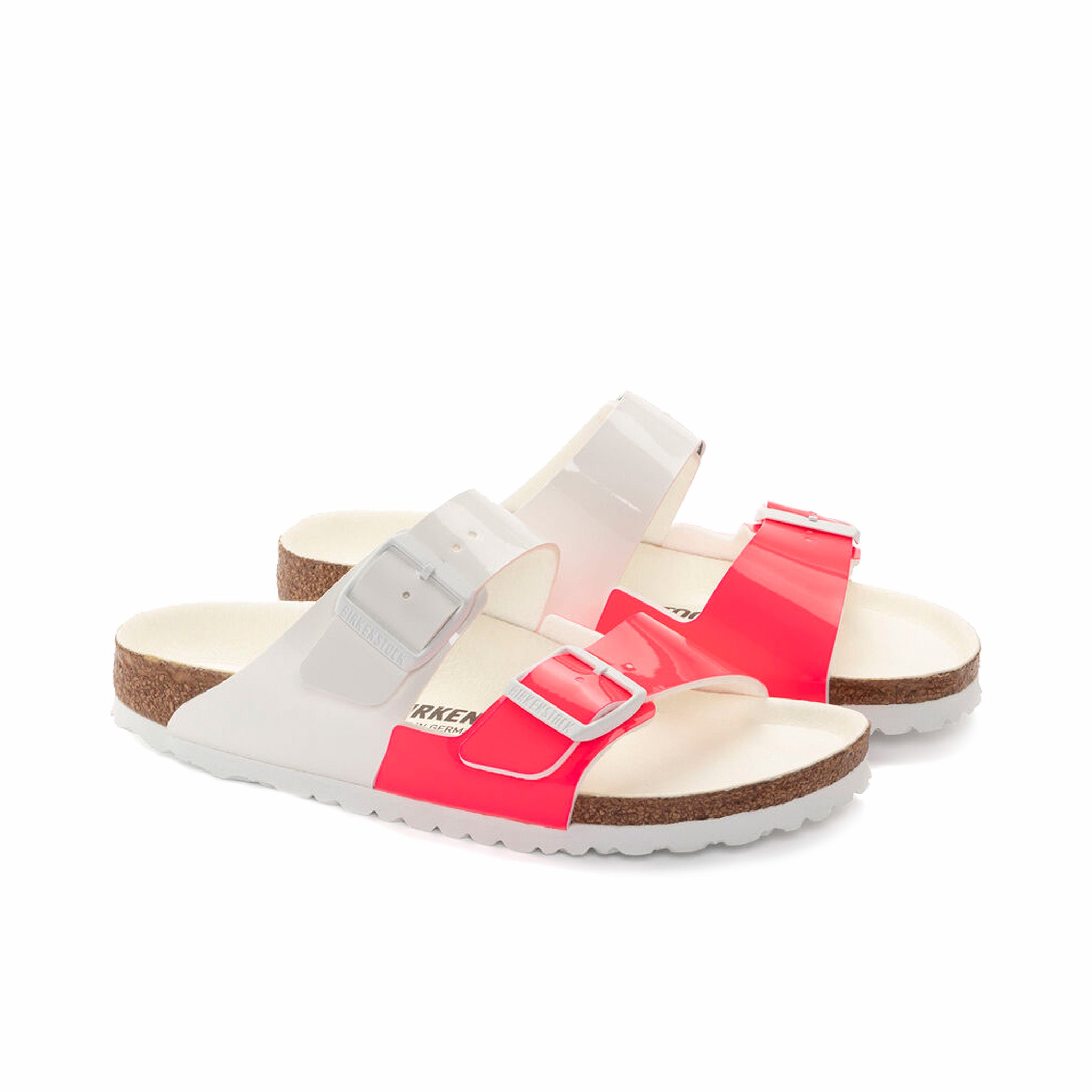 Birkenstock, Birkenstock Arizona Split Birko-Flor Patent (rosa neon/bianco)