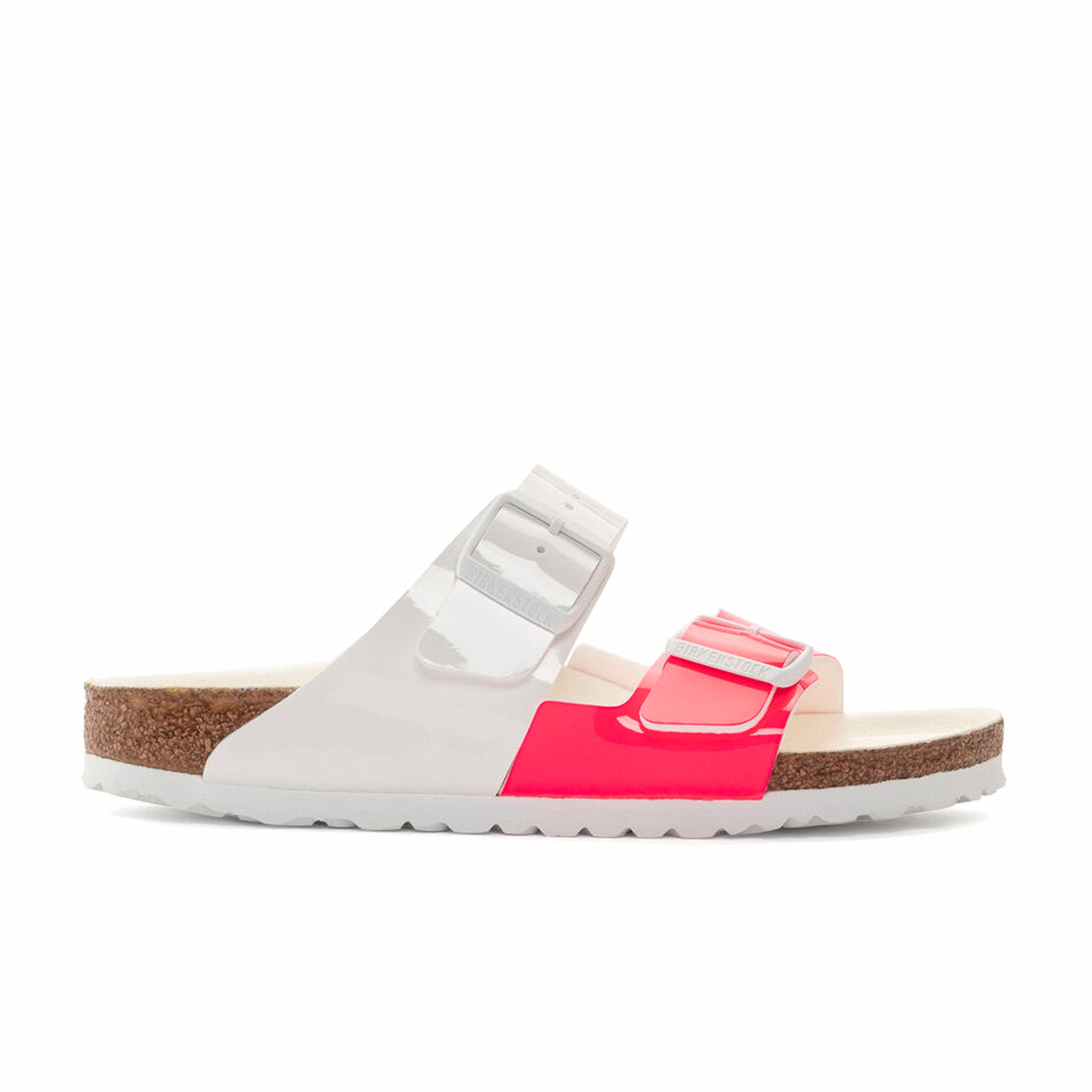 Birkenstock, Birkenstock Arizona Split Birko-Flor Patent (rosa neon/bianco)