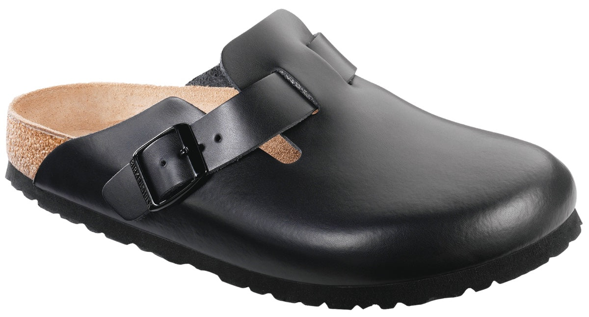 Birkenstock, Birkenstock Boston hunter in pelle nera stretta - SOLO 50N