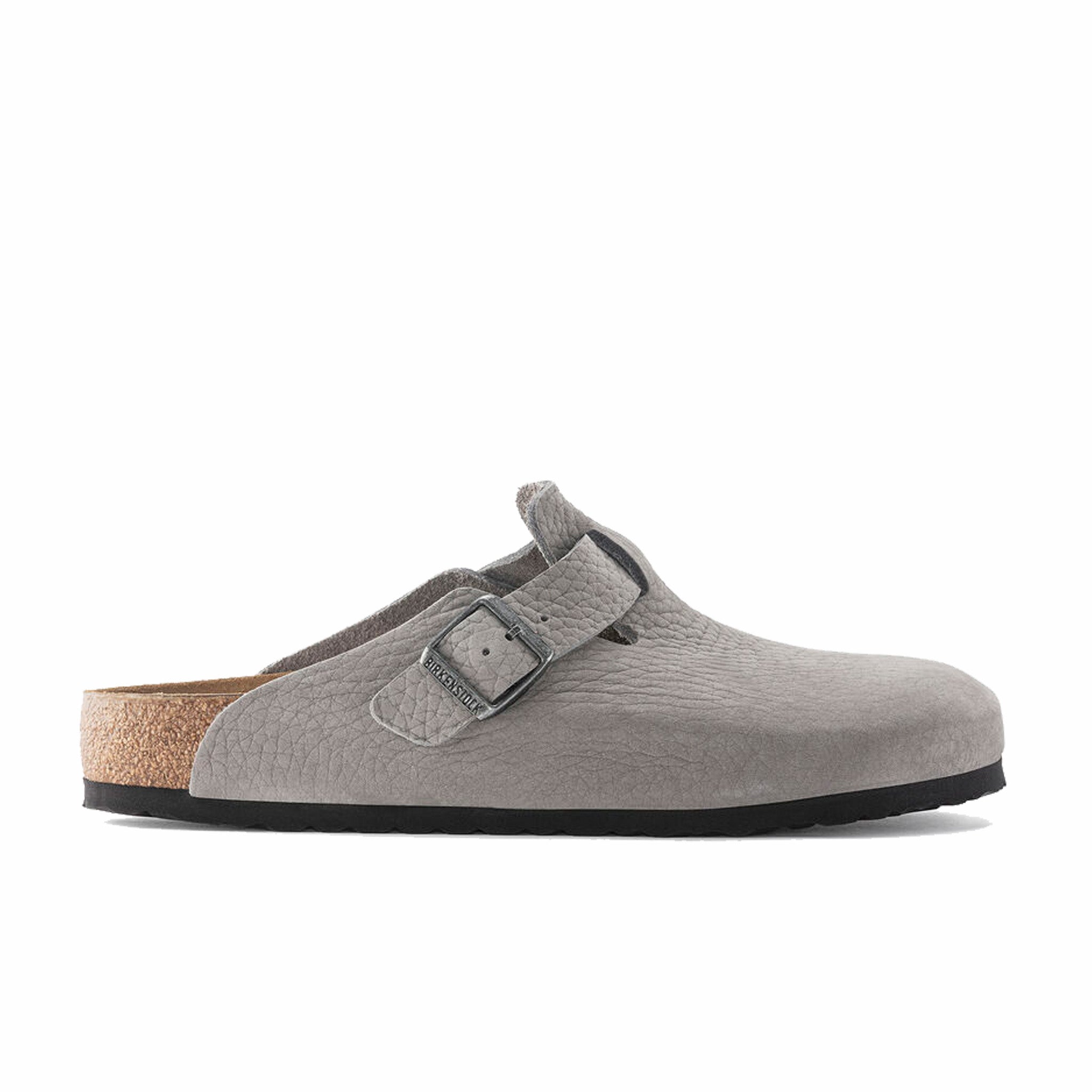 Birkenstock, Birkenstock Boston in pelle nabuk da uomo - Regolare (grigio balena)