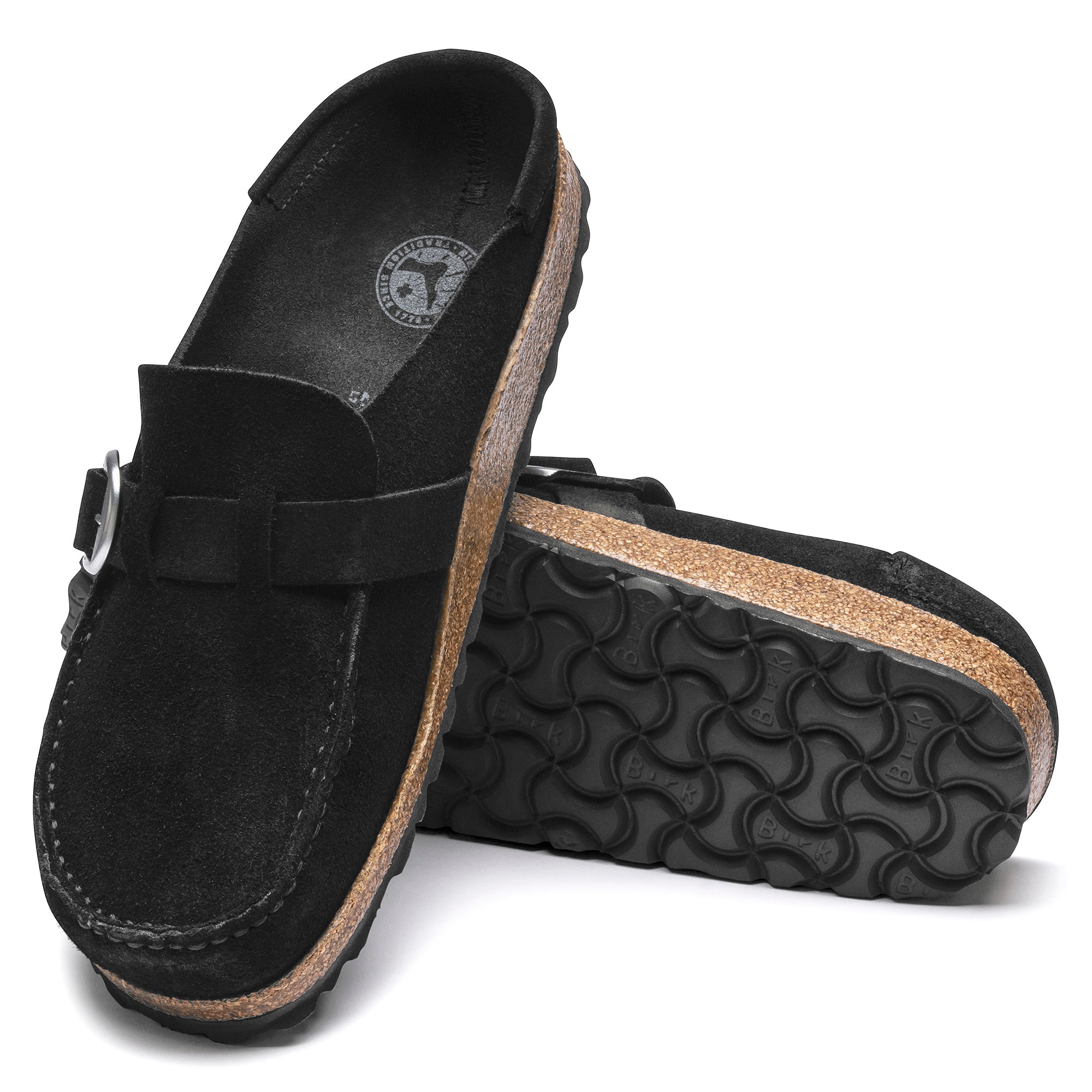 Birkenstock, Birkenstock Buckley in pelle scamosciata nera