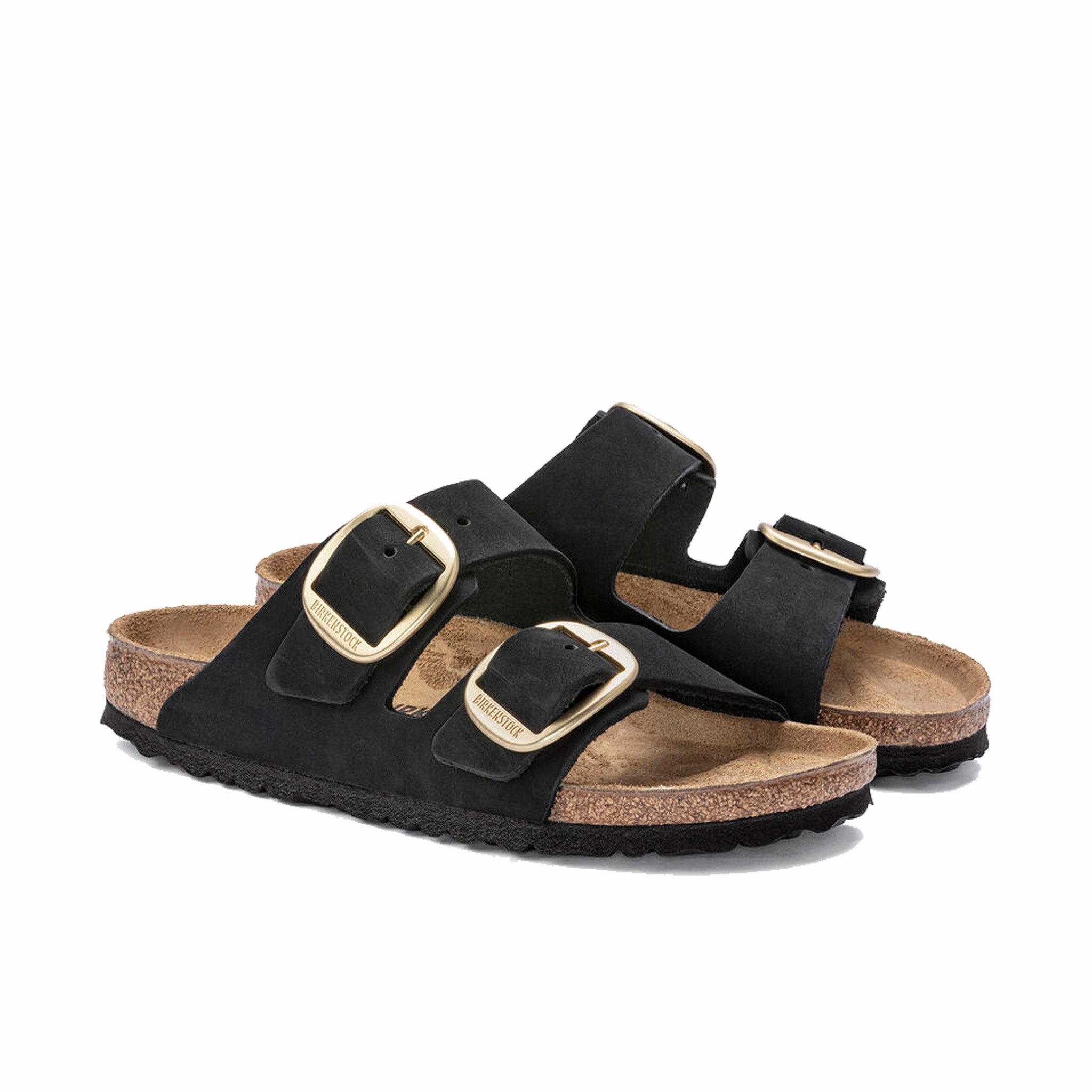 Birkenstock, Birkenstock Donna Arizona Big Buckle Gold Nubuck (Nero)