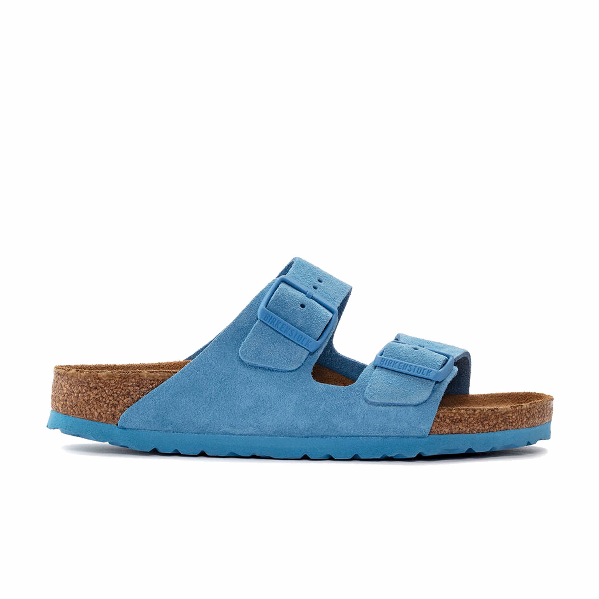 Birkenstock, Birkenstock Donna Arizona Soft Footbed Pelle Scamosciata - Stretto (Sky Blue)