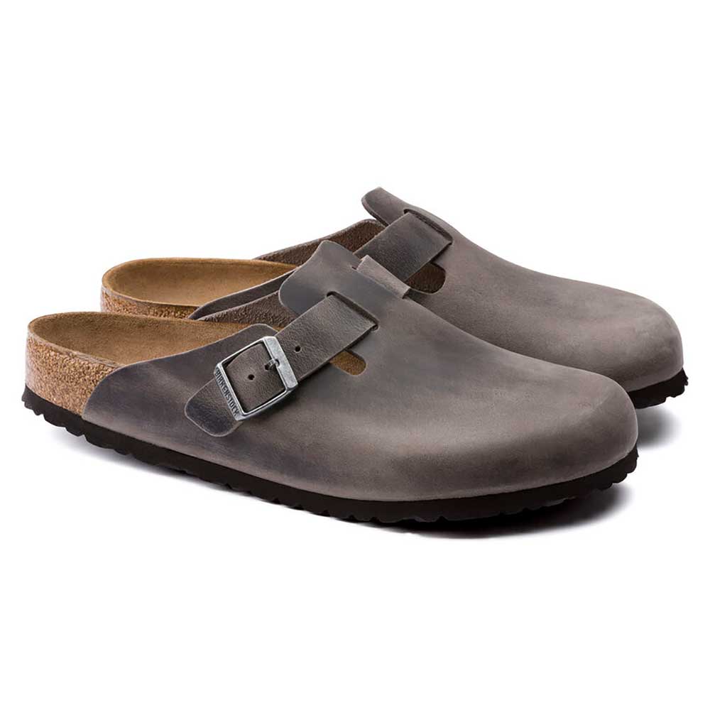 Birkenstock, Boston SFB in pelle oliata da donna - Ferro - Regolare