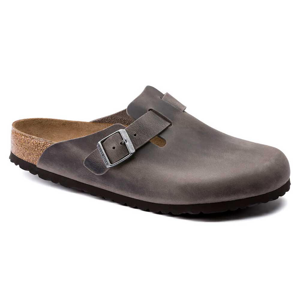 Birkenstock, Boston SFB in pelle oliata da donna - Ferro - Regolare