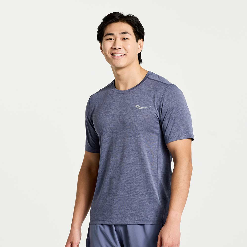 Saucony, Camicia a maniche corte Stopwatch da uomo - Horizon Heather