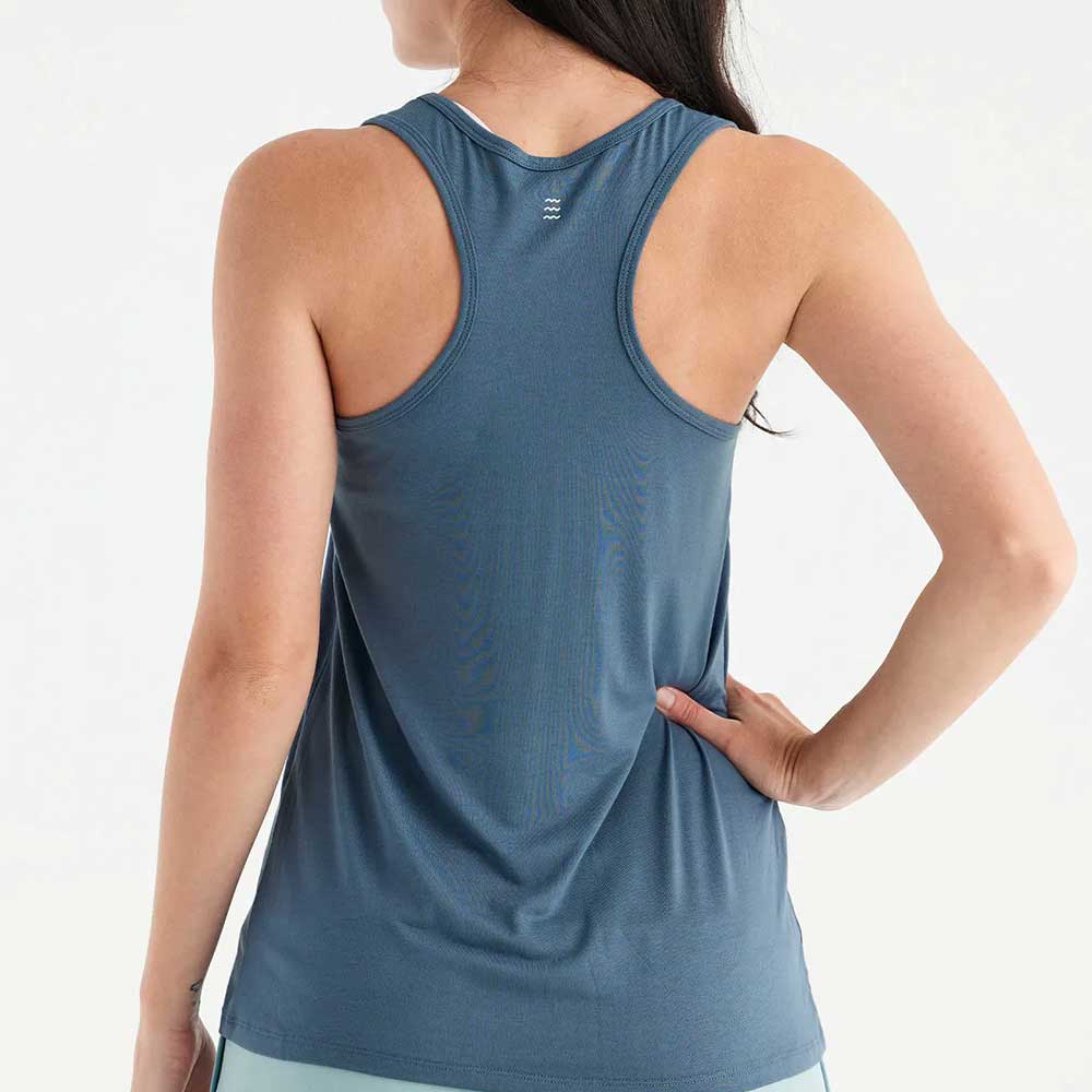 Vola gratis, Canotta Bamboo Motion Racerback Donna - Blu ardesia