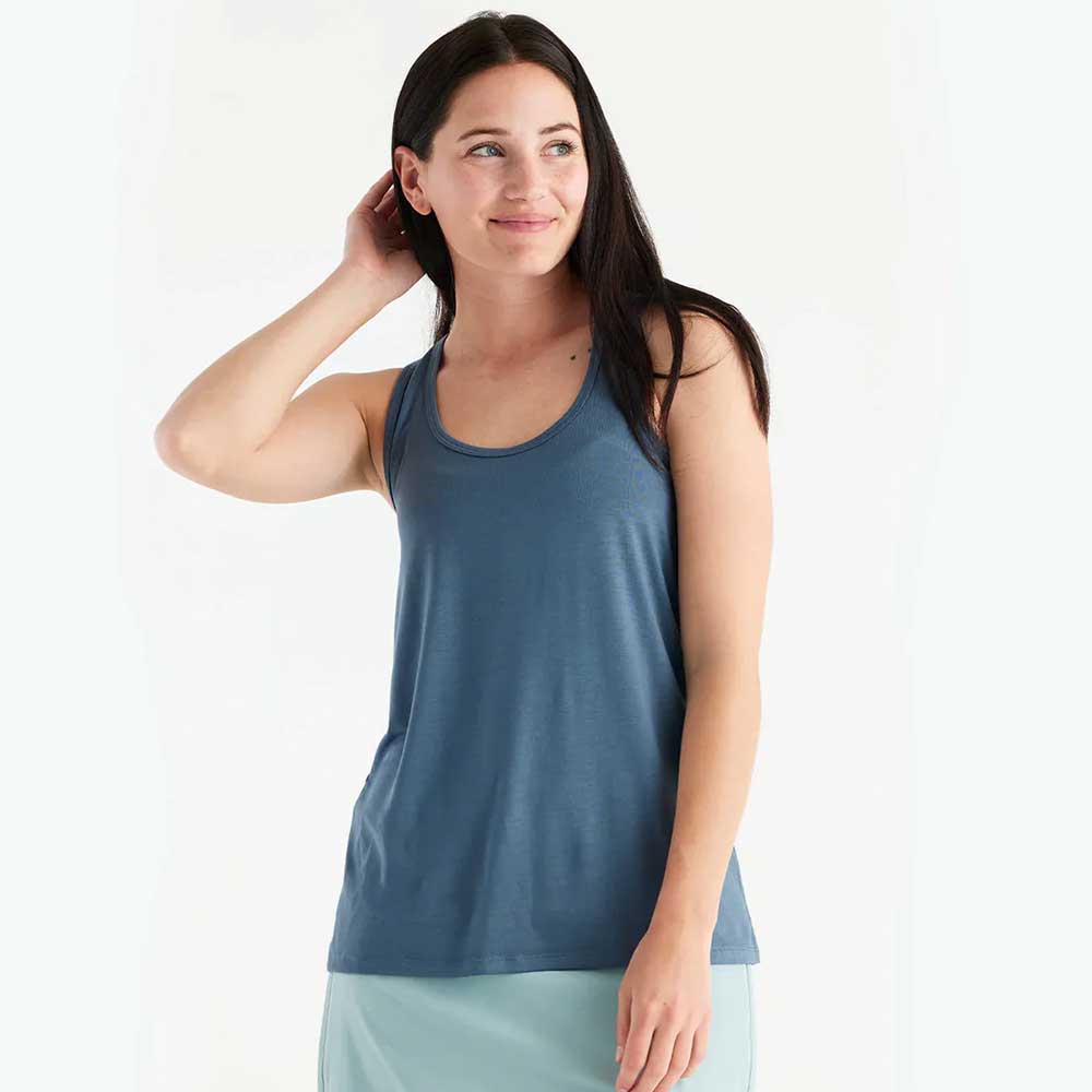 Vola gratis, Canotta Bamboo Motion Racerback Donna - Blu ardesia