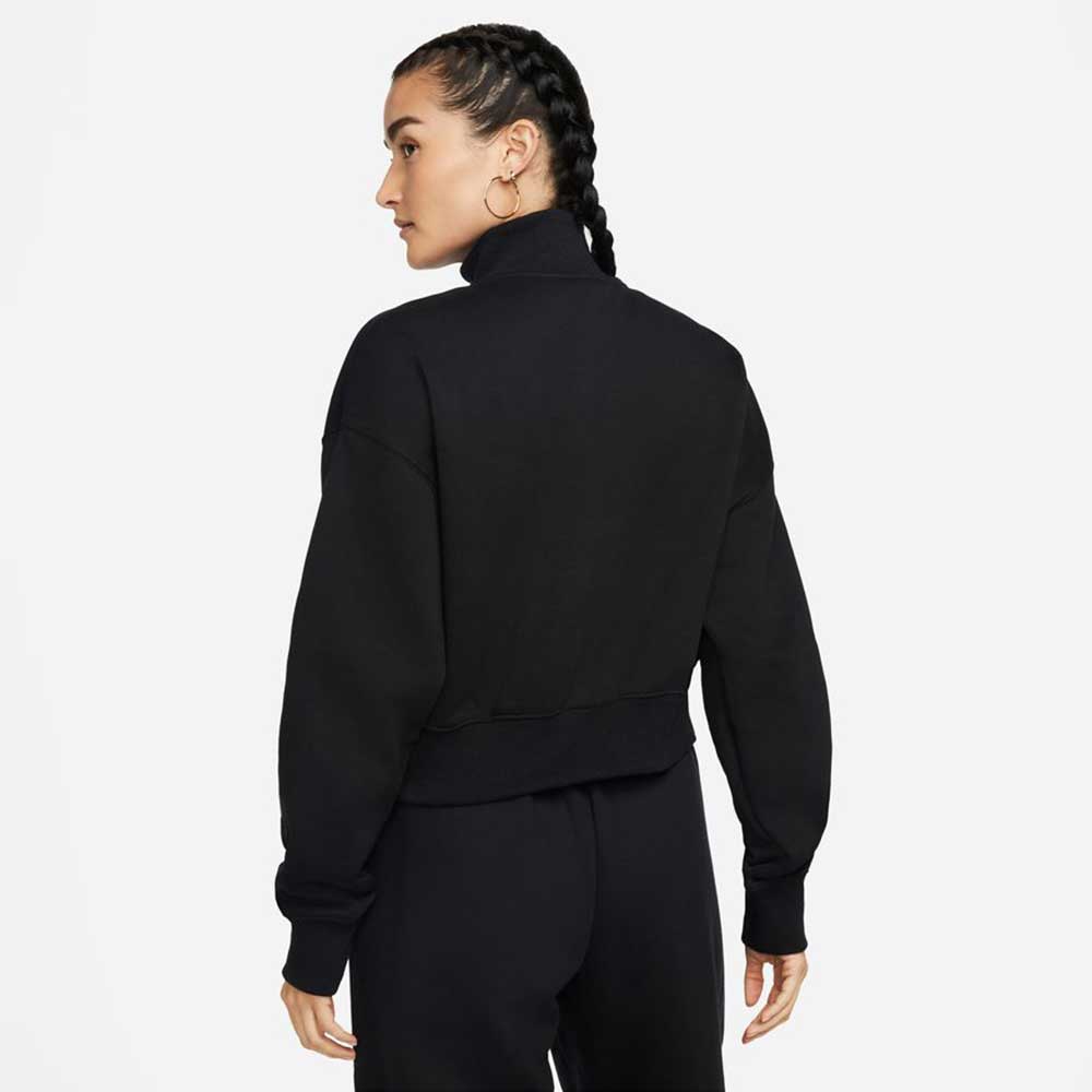 Nike, Crop in pile da donna con zip a quarto di dollaro - nero/veloce