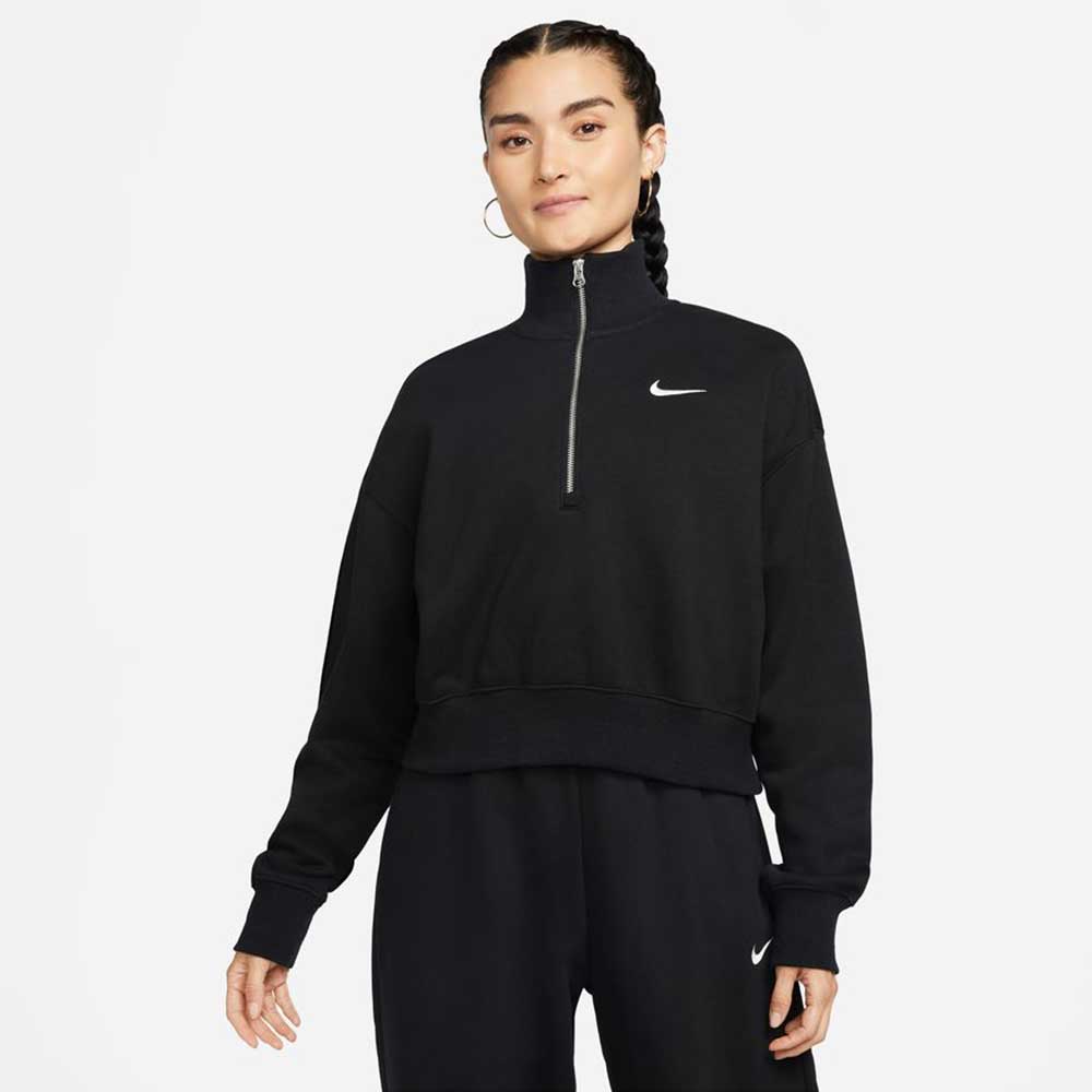 Nike, Crop in pile da donna con zip a quarto di dollaro - nero/veloce