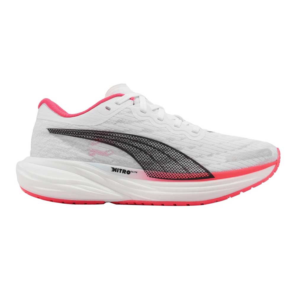 Puma, Donna Deviate Nitro 2 Scarpa da corsa - Puma White/Fire Orchid/Icy Blue- Regolare (B)