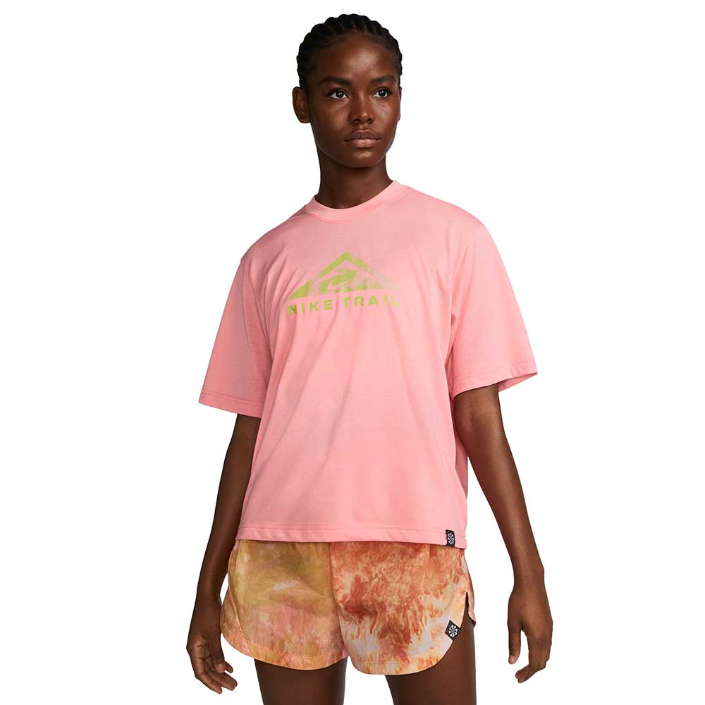 Nike, Donna Nike Dri-Fit Tee Trail a maniche corte - Coral Chalk/Bright Cactus