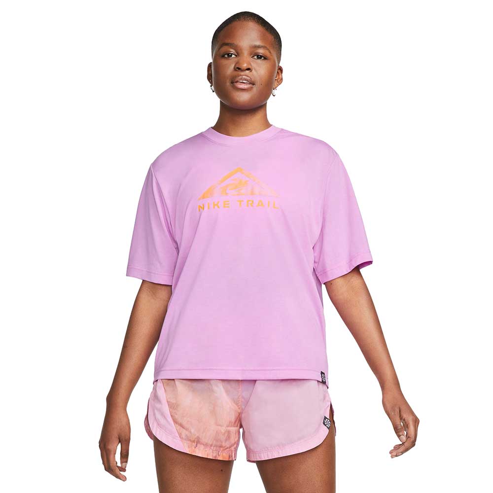 Nike, Donna Nike Dri-Fit Tee Trail a maniche corte - Rush Fuchsia/Sundial