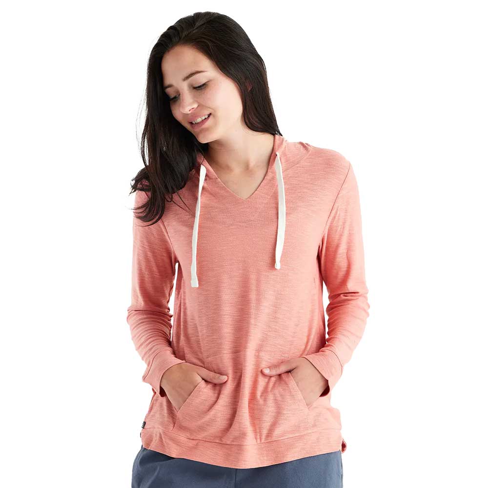 Vola gratis, Felpa con cappuccio Bamboo Slub Donna - Bright Clay