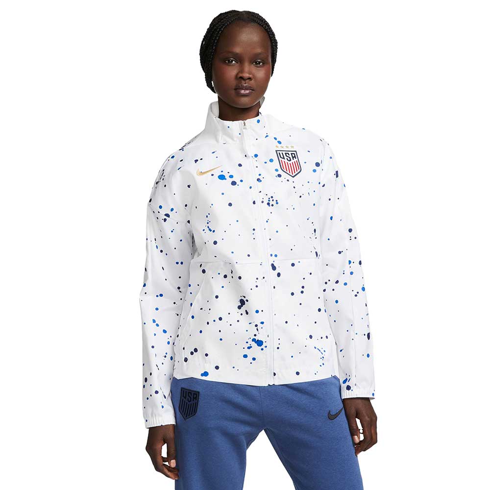 Nike, Giacca da calcio Nike Dri-FIT U.S. Anthem Donna - Bianco/Oro Metallico