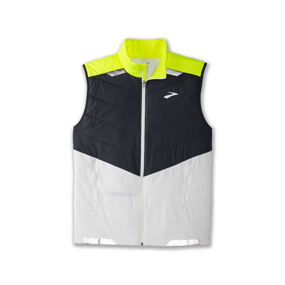 Brooks, Gilet isolato Run Visible da uomo - Bianco/Asphalt/Nightlife