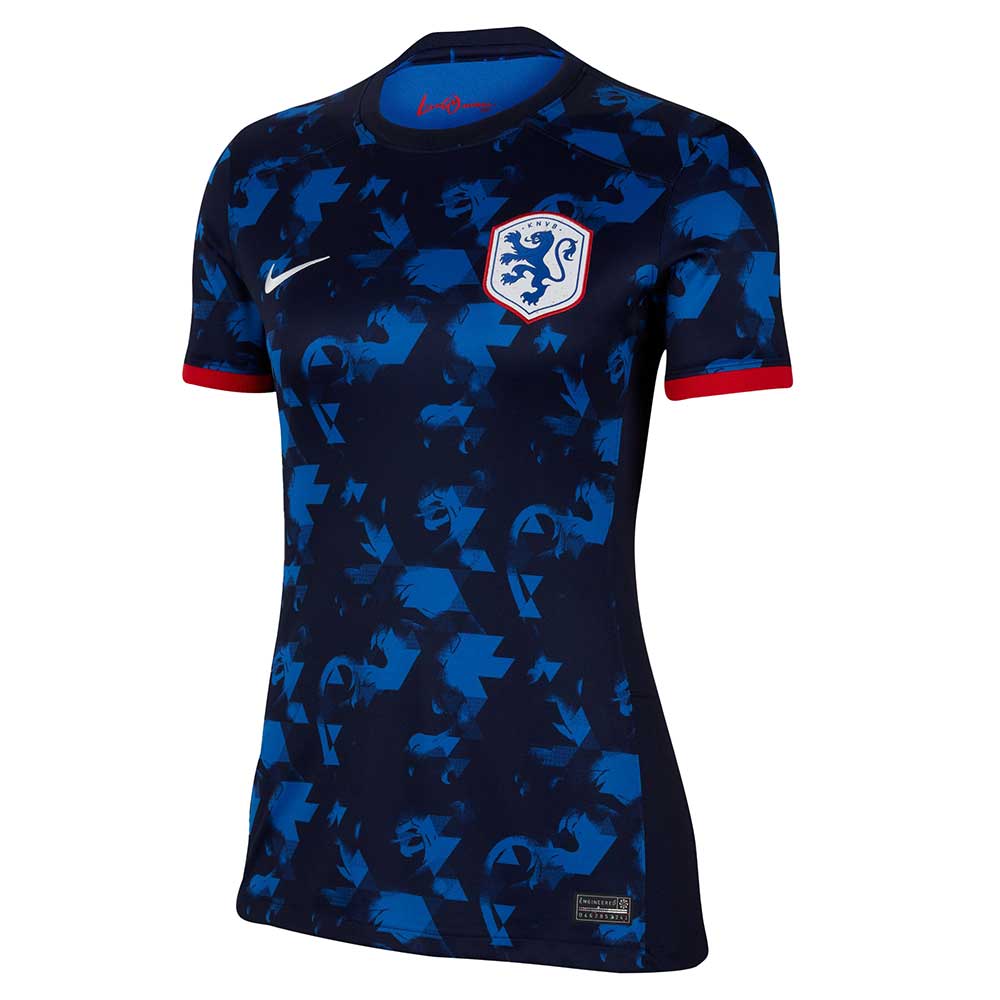 Nike, Maglia Olanda DF Away SS Stadium Donna - Blu annerito/Rosso Universitario/Bianco