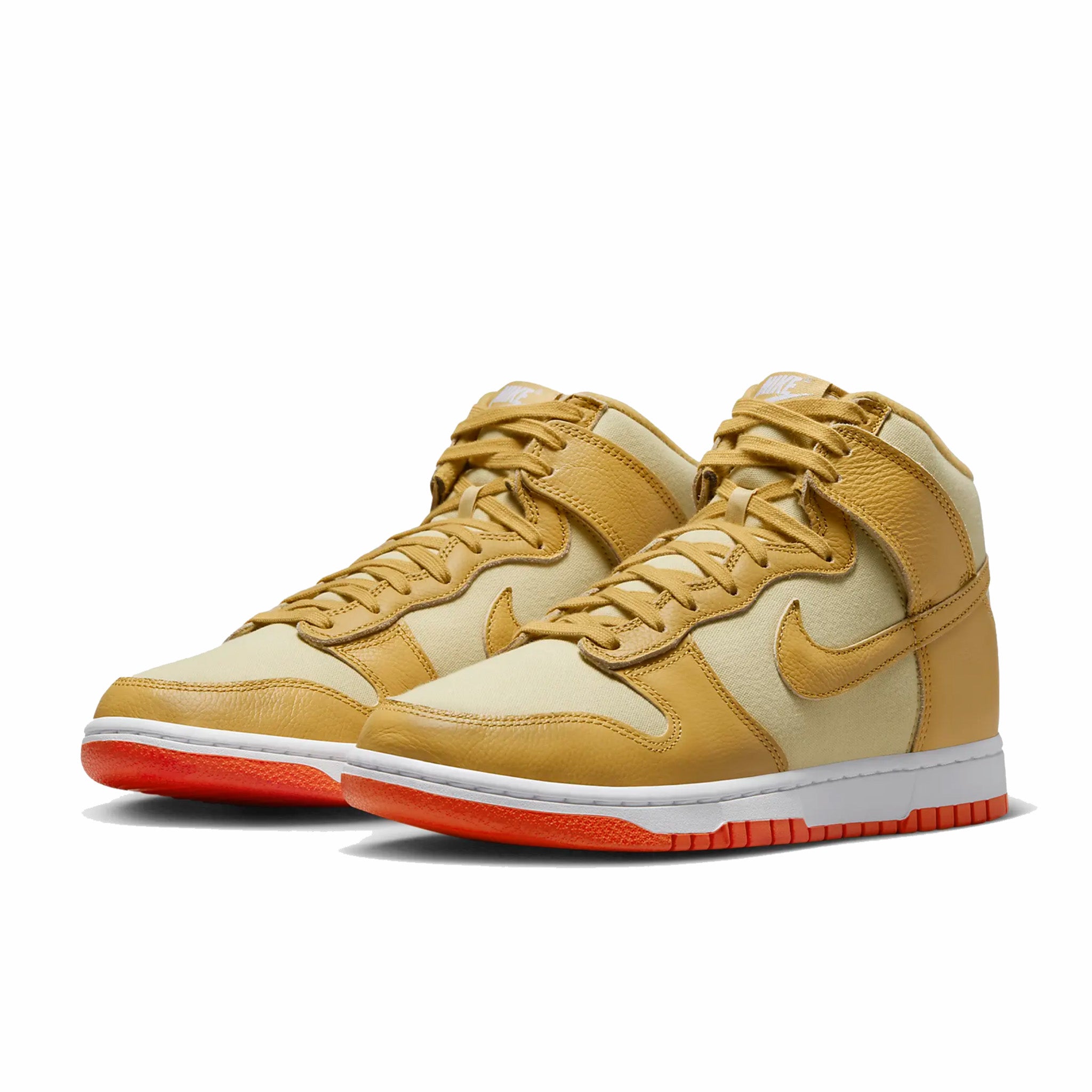 Nike, Nike Dunk High Retro PRM "Gold Canvas" (Team Gold/Wheat Gold-Team Gold-Safety Orange-White)