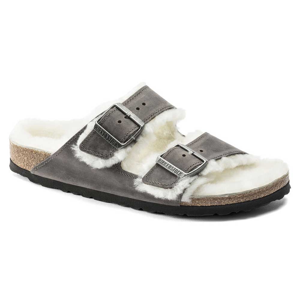 Birkenstock, Sandali Arizona in shearling - Iron Natural- Medium/Narrow