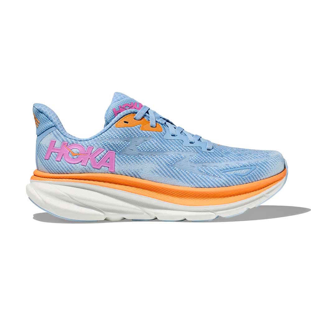 HOKA, Scarpa da corsa Clifton 9 da donna - Blu arioso/Acqua ghiacciata - Ampia (D)