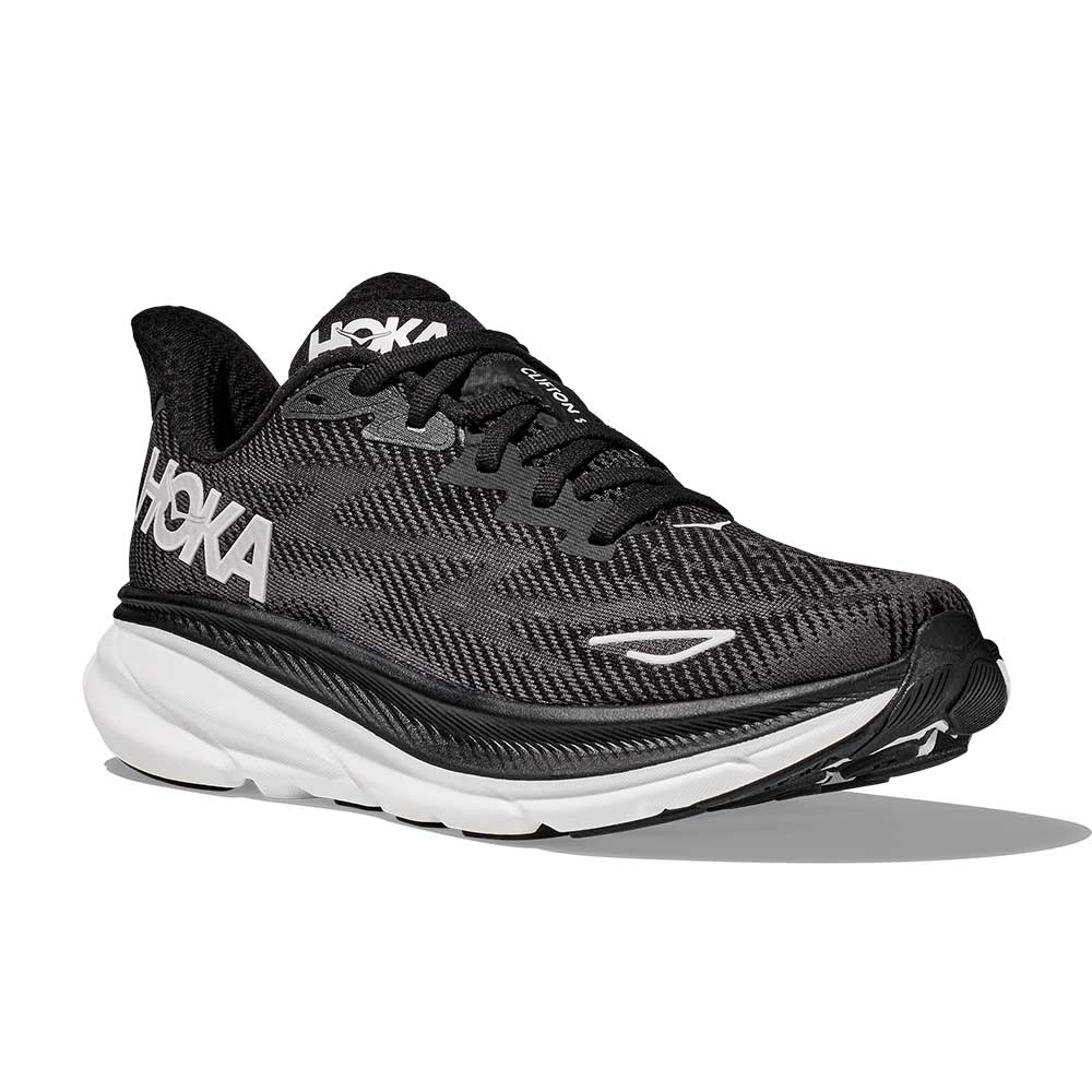 HOKA, Scarpa da corsa Clifton 9 da donna - Nero/Bianco - Regolare (B)