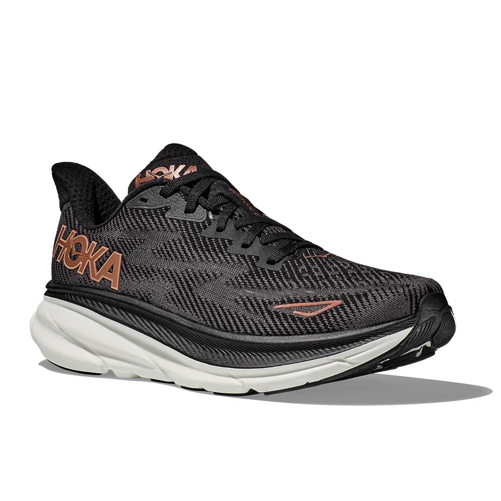 HOKA, Scarpa da corsa Clifton 9 da donna - Nero/Rame - Ampia (D)