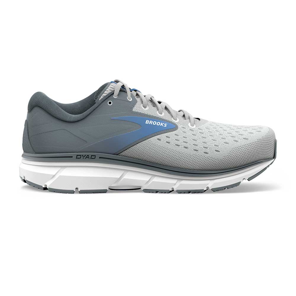 Brooks, Scarpa da corsa Dyad 11 da donna - Grigio/Bianco/Blu - Ampia (D)