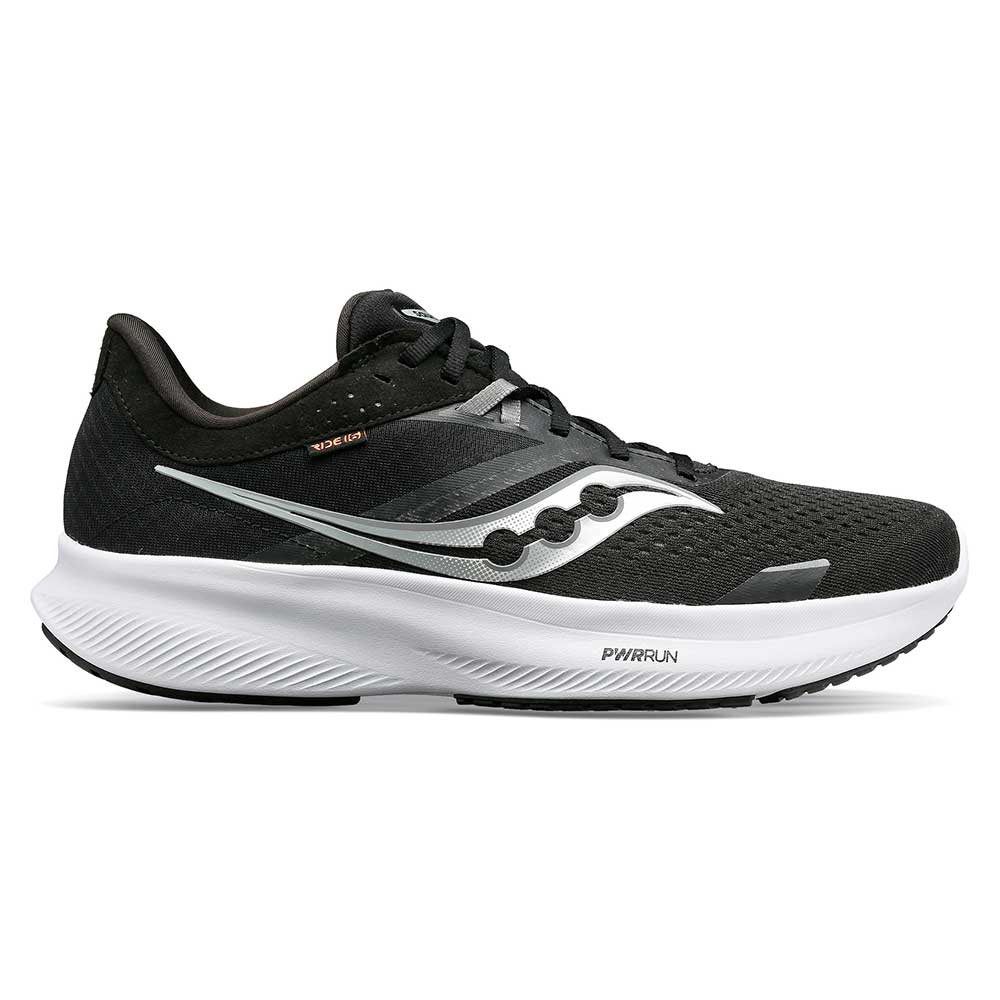 Saucony, Scarpa da corsa Ride 16 da uomo - Nero/Bianco - Ampia (2E)