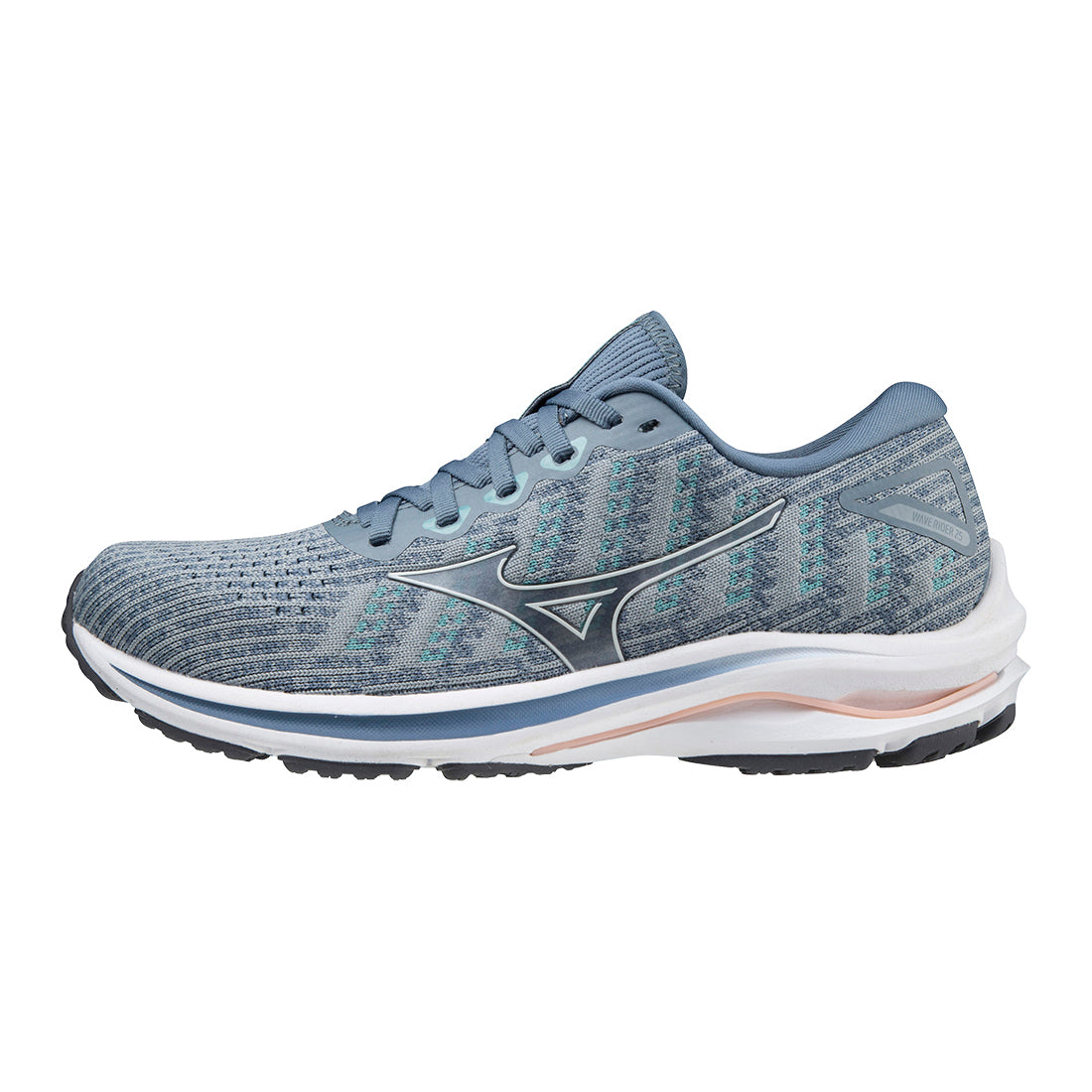 Mizuno, Scarpa da corsa Wave Rider 25 Waveknit Donna - Grigio Cava/Vaporoso - Regolare (B)