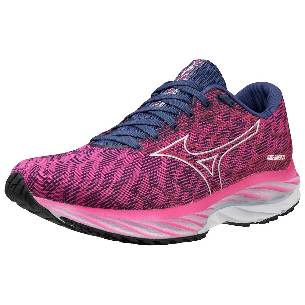 Mizuno, Scarpa da corsa Wave Rider 26 Donna - Festival Fuchia/Halogen Blue - Regular (B)