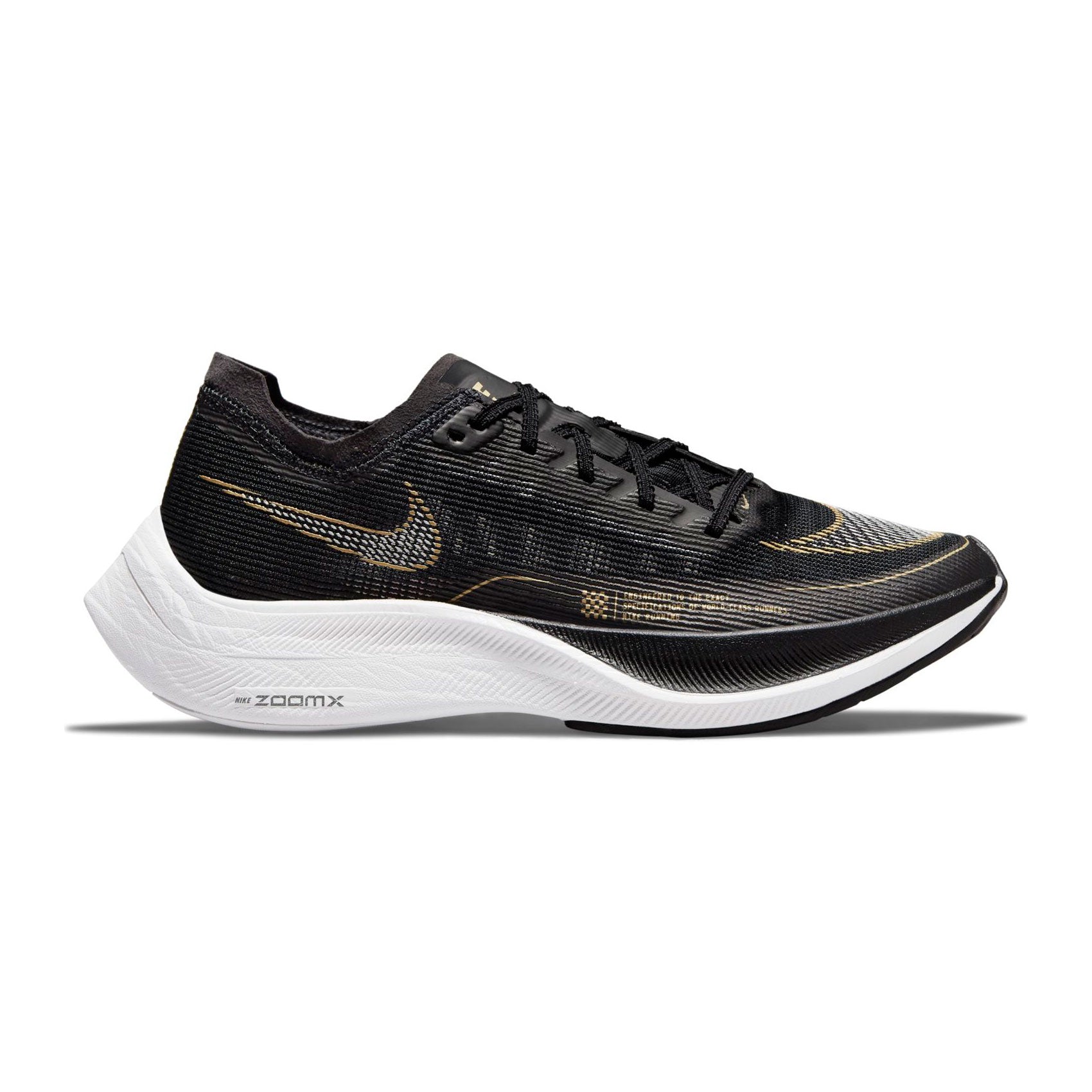 Nike, Scarpa da corsa ZoomX Vaporfly Next % 2 Donna - Nero/Bianco/Metallic Gold Coin - Regolare (B)