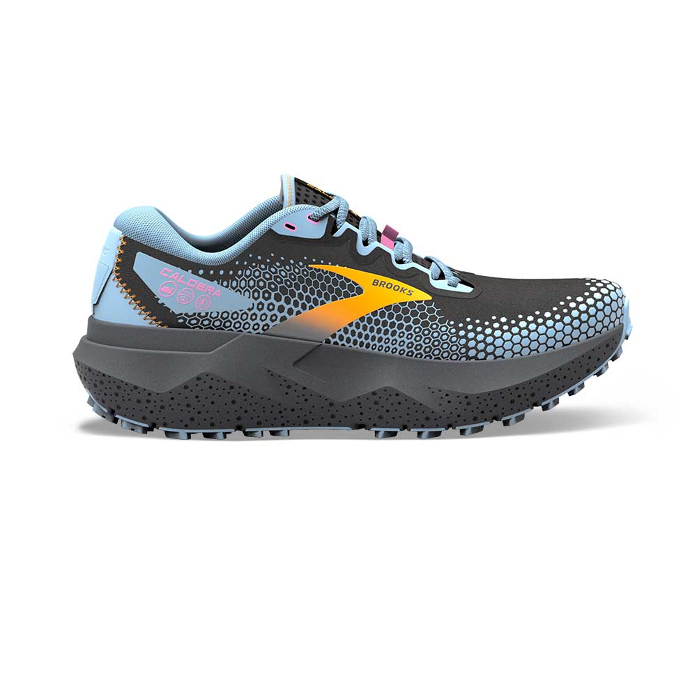 Brooks, Scarpa da trail Caldera 6 da donna - Nero/Blu/Giallo - Regolare (B)