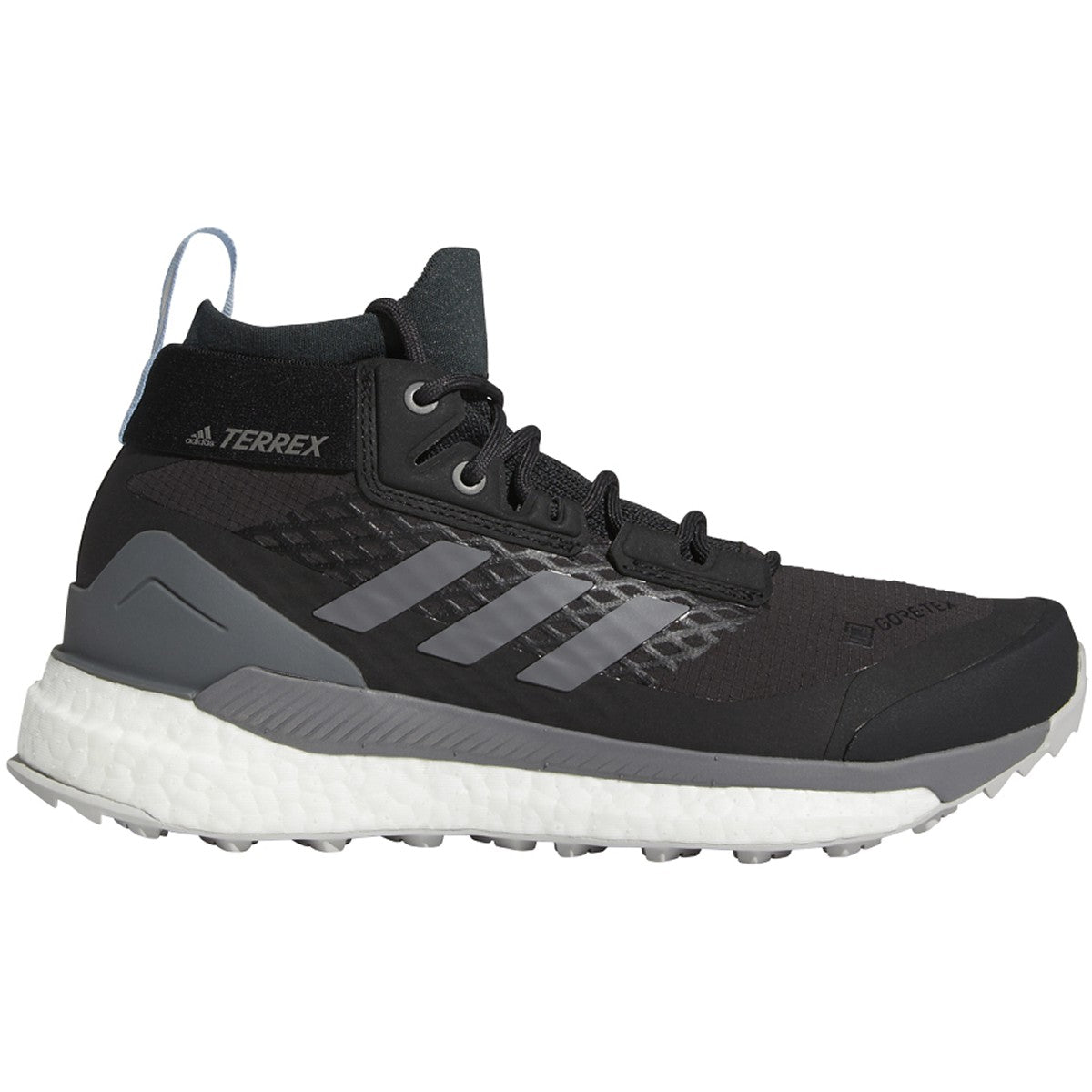 adidas, Scarpa da trekking Terrex Free Hiker GoreTEX da donna - Carbon/Grey/Glow Blue - Regolare (B)