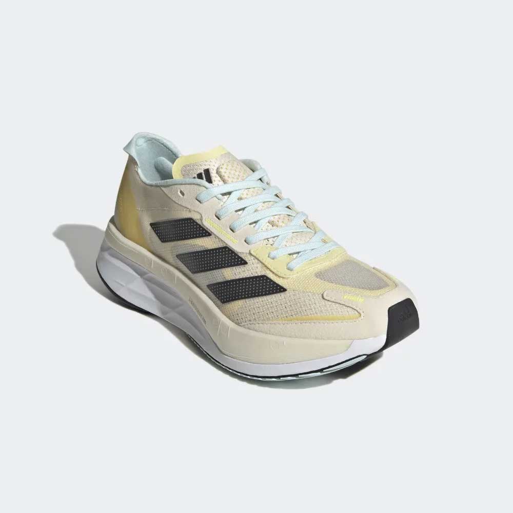 adidas, Scarpe da corsa AdiZERO Boston 11 da donna - Ecru Tint/Night Met- Regolare (B)