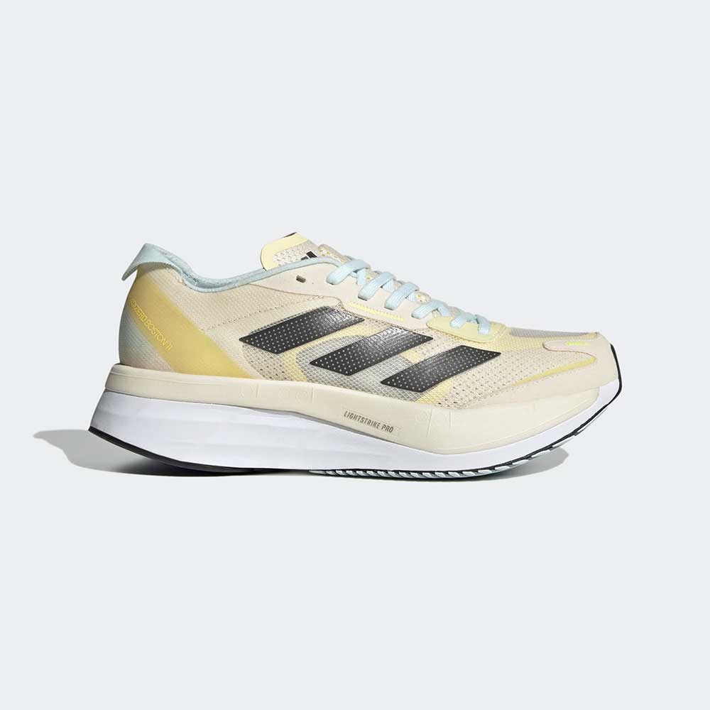 adidas, Scarpe da corsa AdiZERO Boston 11 da donna - Ecru Tint/Night Met- Regolare (B)