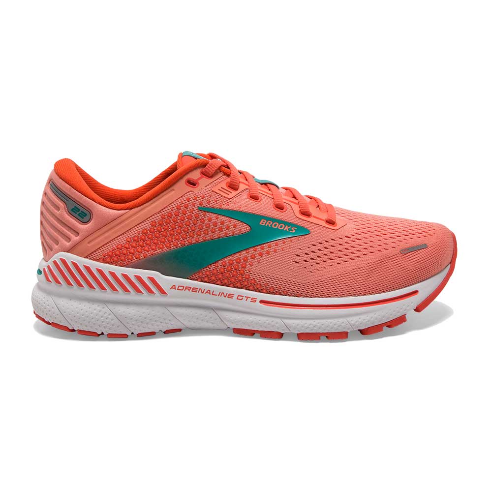 Brooks, Scarpe da corsa Adrenaline GTS 22 da donna - Coral/Latigo Bay/Bianco - Regolare (B)