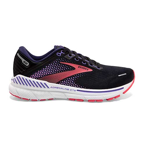 Brooks, Scarpe da corsa Adrenaline GTS 22 da donna - Nero/viola/corallo - Ampio (D)