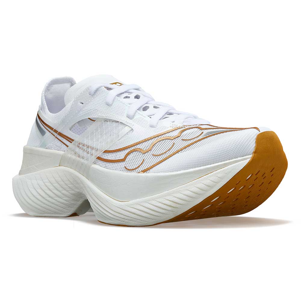 Saucony, Scarpe da corsa Endorphin Elite da donna - Bianco/Oro - Regolare (B)