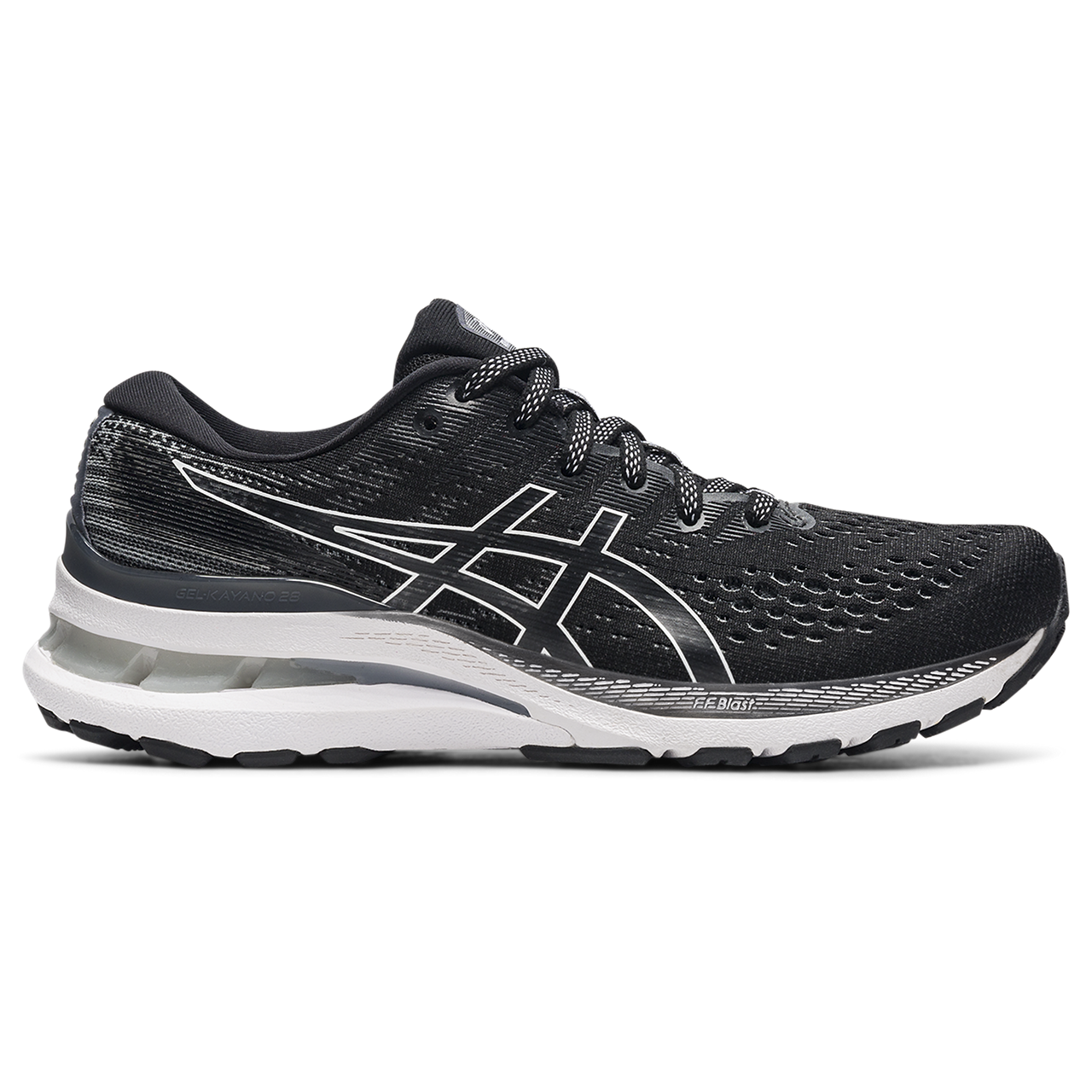 Asics, Scarpe da corsa Gel Kayano 28 da donna - Nero/Bianco - Stretto (2A)