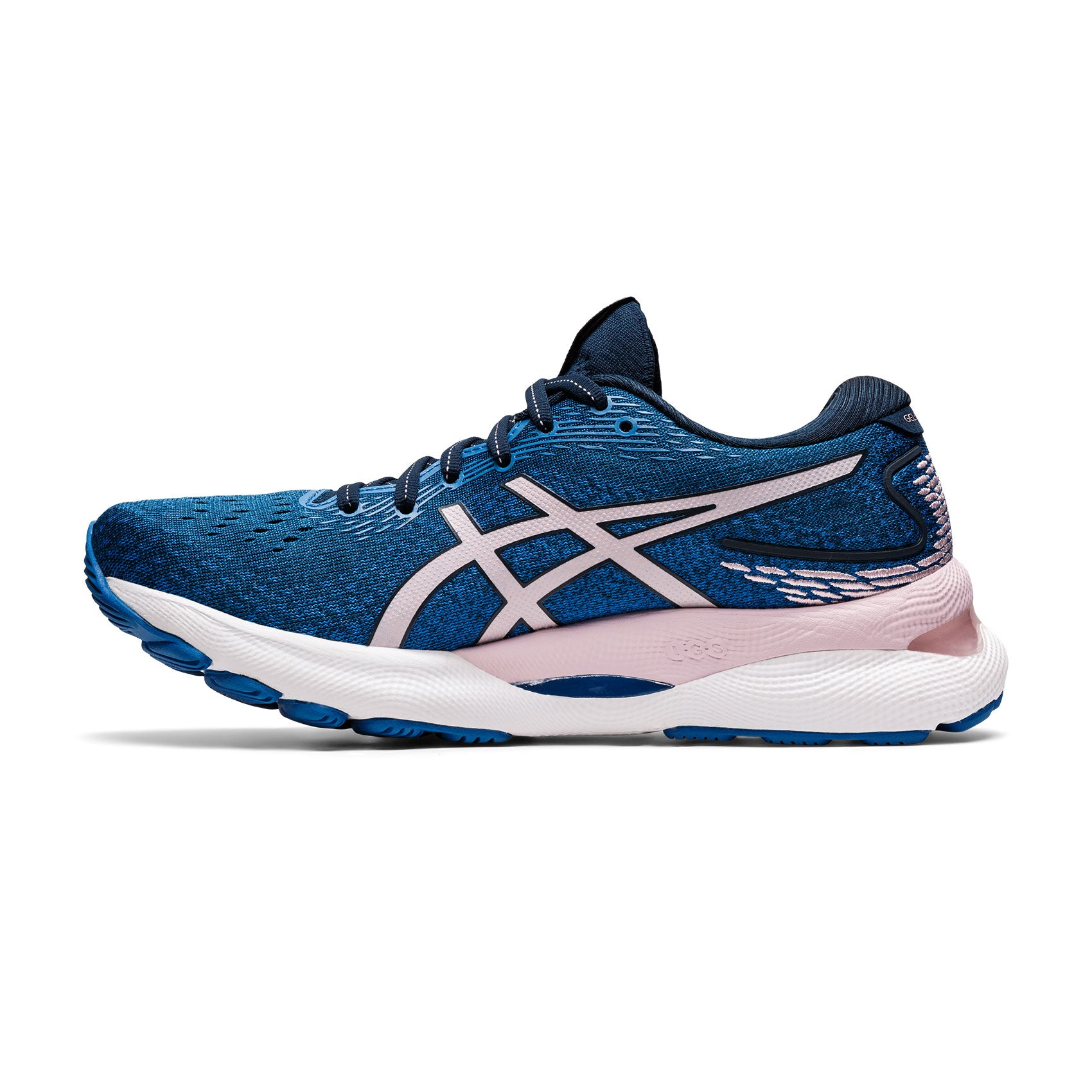 Asics, Scarpe da corsa Gel Nimbus 24 Donna - French Blue/Barely Rose- Wide (D)