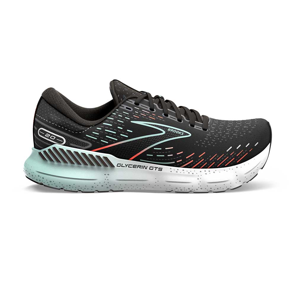 Brooks, Scarpe da corsa Glycerin GTS 20 da donna - Nero/Rosso/Opale - Regolare (B)