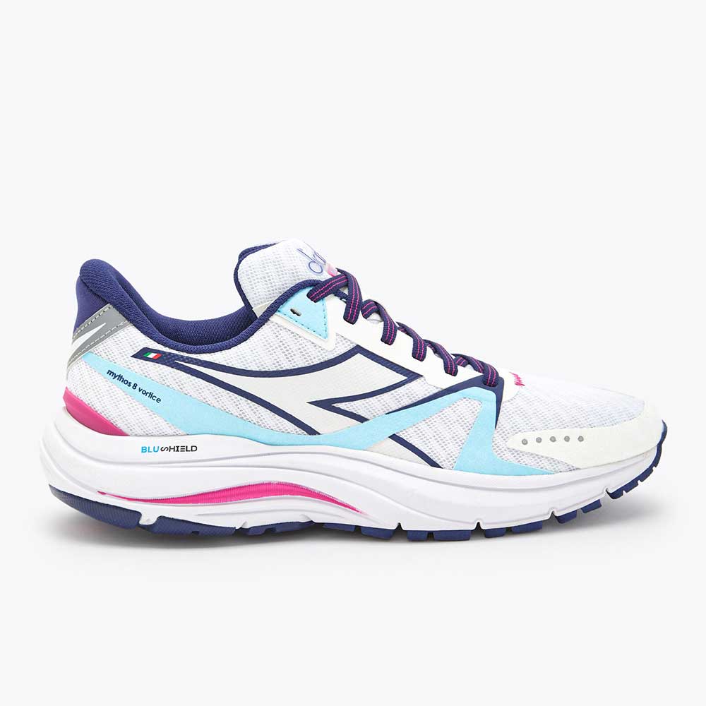 Diadora, Scarpe da corsa Mythos Blushield Vortice 8 da donna - Bianco/Blueprint- Regolare (B)