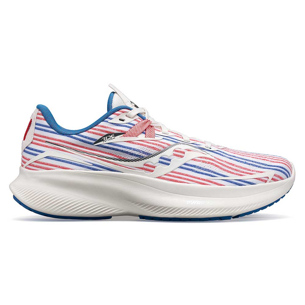 Saucony, Scarpe da corsa Ride 15 da donna - Bianco/Blu/Rosso - Regolare (B)