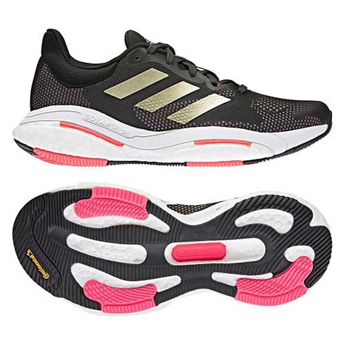 adidas, Scarpe da corsa Solar Glide 5 Donna - Carbonio/Sandy Beige Met/Turbo - Regolare (B)