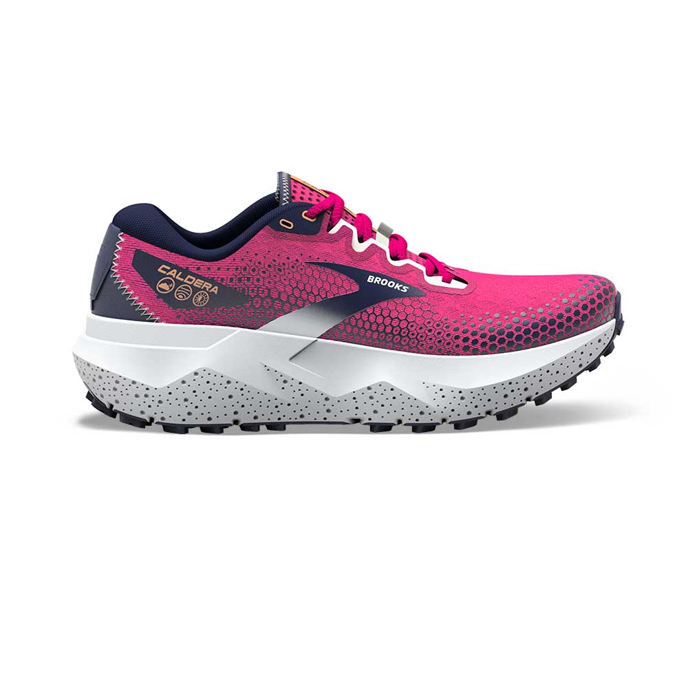 Brooks, Scarpe da trail Caldera 6 da donna - Pink Glo/Peacoat/Marshmallow - Regular (B)