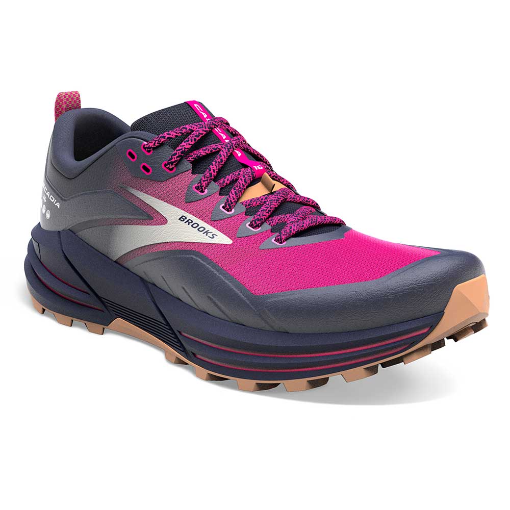 Brooks, Scarpe da trail running Cascadia 16 da donna - Peacoat/Pink/Biscuit - Regolare (B)