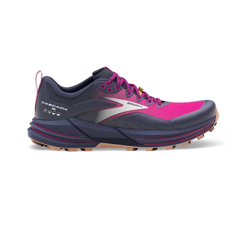 Brooks, Scarpe da trail running Cascadia 16 da donna - Peacoat/Pink/Biscuit - Regolare (B)