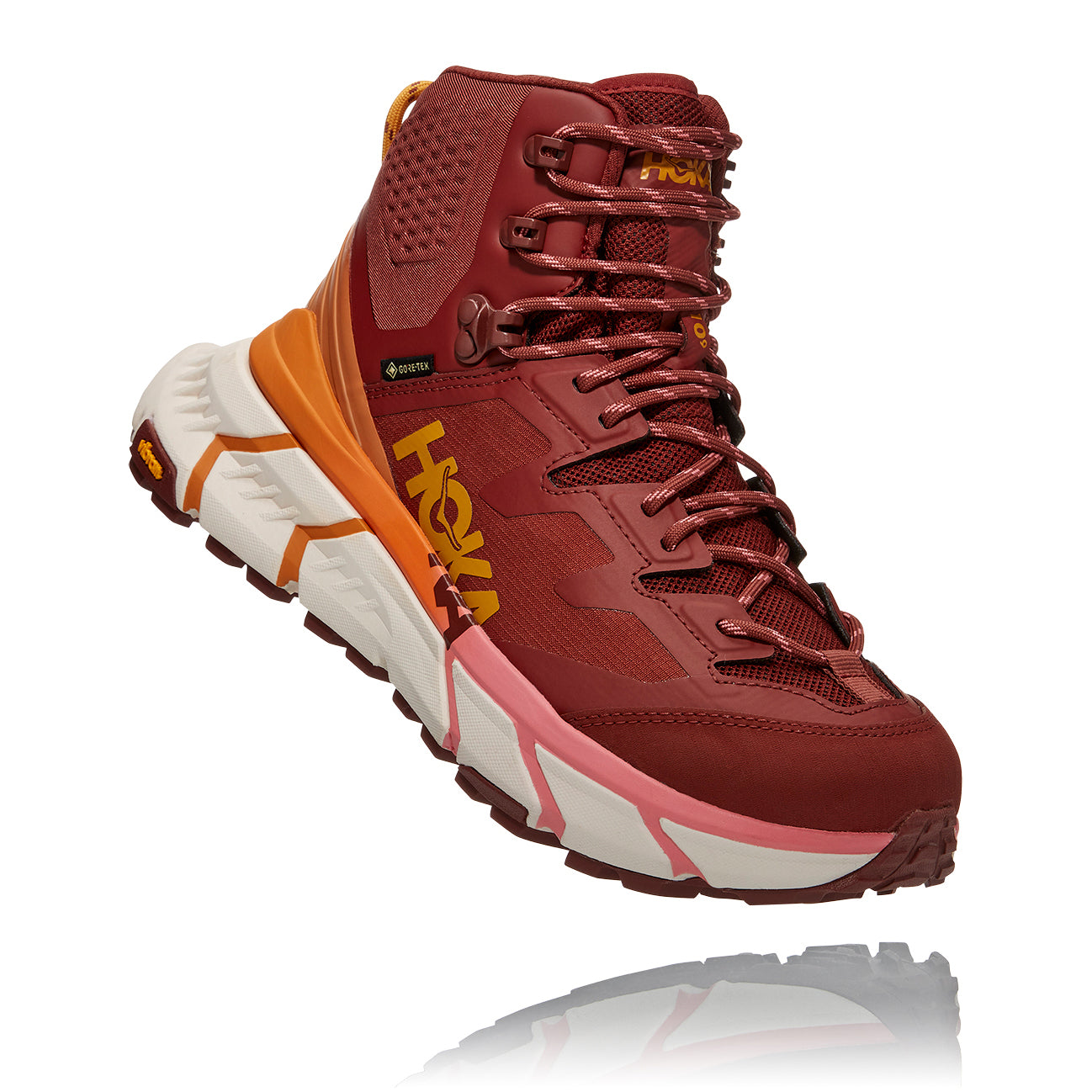 HOKA, Scarpe da trekking TenNine Hike GoreTEX da donna - Cherry Mahogany/Strawberry Ice - Regolare (B)